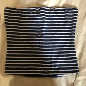 Blue and white striped tube top